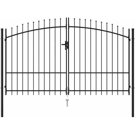 vidaXL Puerta de valla Woerden de doble puerta con punta de pincho 299,5x224,5 cm (1/2)