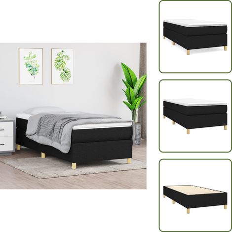 Bettgestell ohne Matratze Schwarz 90x200 cm Stoff - Bettesrahmen - Doppelbett - Boxspringbetten - Lattenrost - Schlafzimmermöbel (1/5)