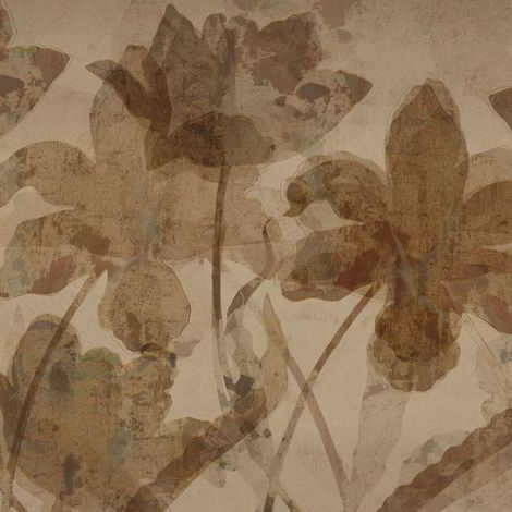 papier peint panoramique feuilles marron - Komar