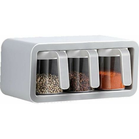 royaluxe - Assaisonnement Box, boîte à épices de Cuisine Murale, boîte à épices de Rangement à Plusieurs Compartiments, Convient pour la Cuisine à Domicile, Bar, Barbecue, Pique-Nique (Gris 3) (1/5)