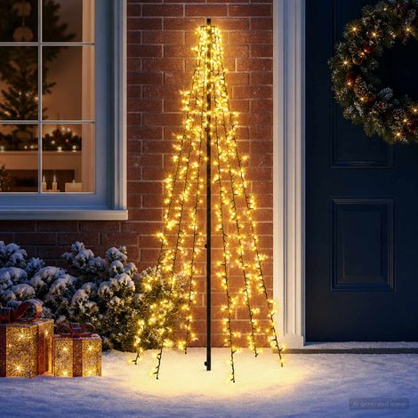 vidaXL Albero di Natale LED 165 cm 540 LED Bianco caldo Acciaio (1/5)