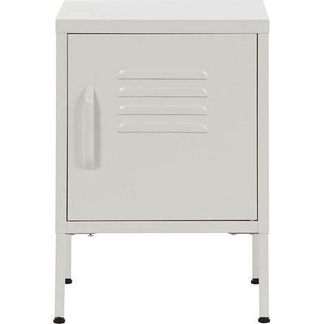Table de nuit, table de chevet avec 1 porte en métal coloris blanc - longueur 35 x profondeur 35 x Hauteur 51 cm (1/5)