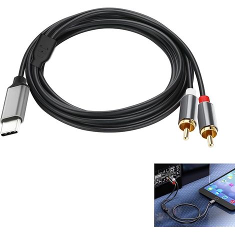 Câble USB C vers 2 RCA, Adaptateur Audio Type C vers RCA, Câble Stéréo Numérique Audio USB C ver Double pour Téléphone Huawei, Amplificateur Home Cinéma, Compatible Samsung Xiaomi OnePlus (1M) (1/5)