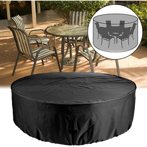Nappe ronde pour table de jardin – Résistante à l'eau et à la poussière – 128 x 71 cm – Noir (1/5)