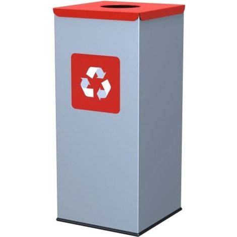 Contenitore per la raccolta differenziata dei rifiuti metallici 30x30x70cm 60L METALLO - coperchio rosso (1/2)