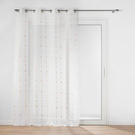 Panneau a oeillets 140 x 280 cm voile sable imprime metallise ariane Or Rose (1/4)