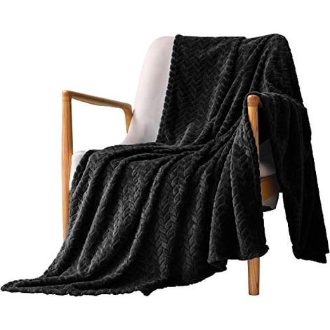 Couverture en Flanelle Super Douce, en Microfibre de Haute Gualité, noir 127 x 178cm, Confortable et Chaude, Convient à Toutes Les Saisons (1/5)