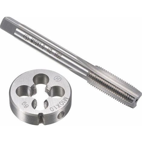 Coffret tarauds et filières Ensemble de tarauds et matrices métriques M10 x 1 mm, taraud à vis à filetage machine HSS avec matrice de filetage ronde en acier à outils en alliage (1/4)