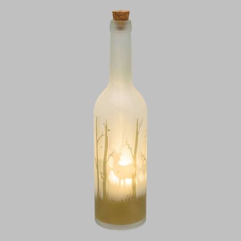Bouteille lumineuse avec LED blanc chaud décor renne de noël H29cm (1/5)