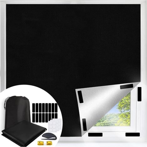 Tenda oscurante senza fori, 200x148 cm, tenda parasole per finestre da tetto, tessuto termoisolante resistente al calore (venduta al metro), materiale oscurante al 100% (1/4)