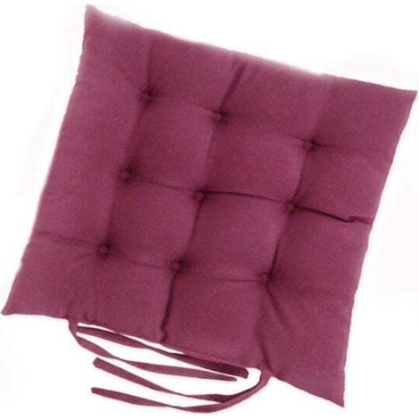 40x40cm Plush Chair Cushions with Ties for Office Garden Patio Kitchen Dark Purple (1/4)