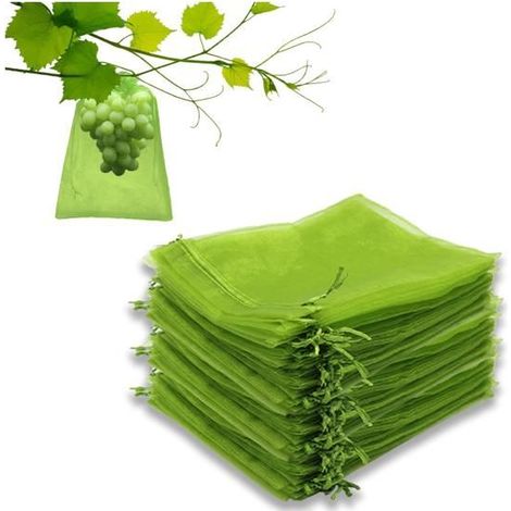 100 sachets filets de protection pour fruits 20 x 30 cm, avec cordon de serrage, pour grappes de raisin et jardin. (1/5)
