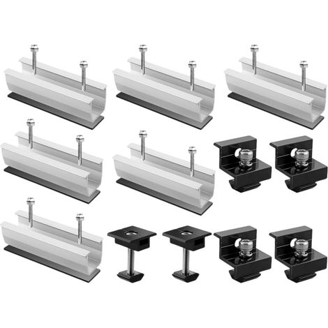 Kit de montage pour panneaux solaires, rail de montage PV, support photovoltaïque pour toiture plate (modules de 30 à 35 mm d'épaisseur), support PV pour toiture plate, tôle trapézoïdale, toiture en t (1/5)
