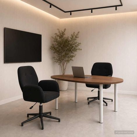 Lot de 2 chaises de bureau pivotantes 360° réglables en velours noir 54 x 55 x 90 cm - PANGIVO (1/5)