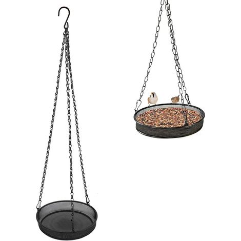 Mangeoire à Oiseaux Extérieure Grande Capacité 1,36kg Maille Fine Métal Poudré Chaînes Ajustables Résistante Intempéries (1/4)