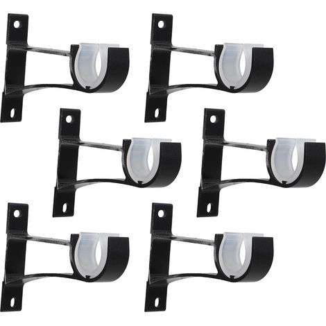 Supports de Fixation 6 Pièces Vis pour Tringle à Rideaux en Alliage D'aluminium Noir Design Simple et Finition Lisse pour Maison ou Bureau (1/5)