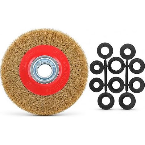 Metal Circular Brush 150 mm with Steel Wire - 10 Adapters 13/16/19/22/25 mm For Grinder, Grinding Wheel, Metal Stripping (1/5)
