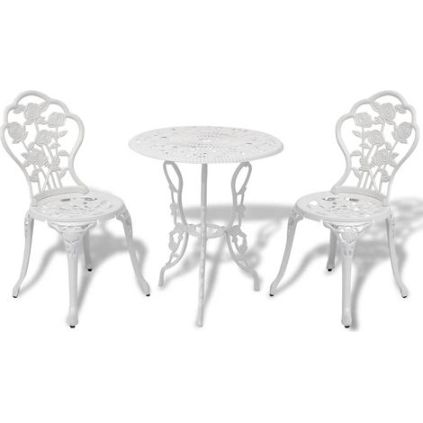 Ensemble de bistro 3 pcs-Salon de jardin bistro Aluminium coulé Blanc 188301 (1/5)