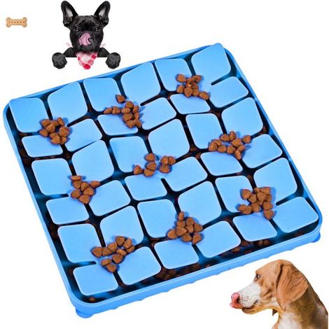 Tapis parfumé en silicone pour chiens - Coussin parfumé - Gamelle anti-glouton - Avec ventouse - Accessoires pour chats et chiens - Tapis à lécher anti-glouton - Bleu - Jouet éducatif pour gamelle de (1/5)