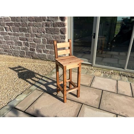 Charles Taylor Wooden Alfresco Deluxe Bar Stool Chair Seat Back Indoor Outdoor (1/5)