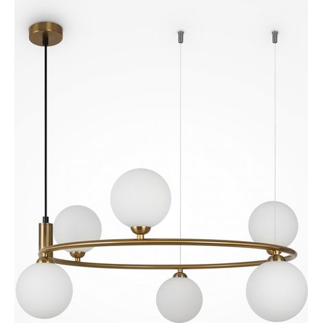 Maytoni Ring Plafoniera moderna a sospensione globo a 6 luci in ottone G9 (1/4)