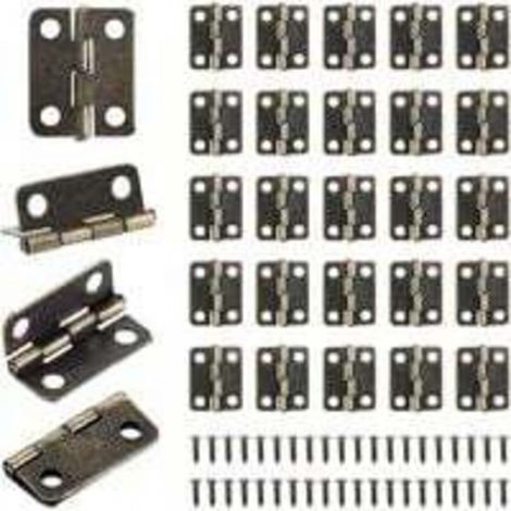 bronze-50pcs Petits Mini Charnières 18 x 16 mm Charnière Plate Cabinet Porte Tiroir Coffre Charnière DIY Accessoires Connecteurs avec 200 Vis (1/5)