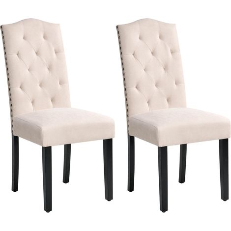 Esszimmerstuhl 2er Set SHIRLEY Stoff Hellbeige