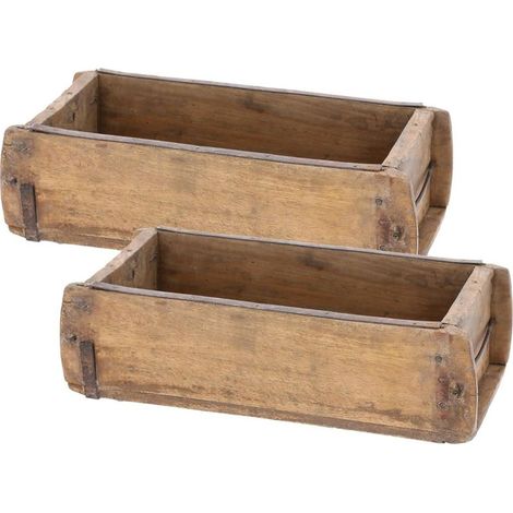 2x Boîte en bois Vintage 30 x 15 x 10 cm Forme de brique ancienne Bois UNE CHAMBRE Boîte polyvalente en vieux bois recyclé Chaque forme est