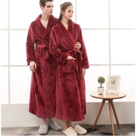 1PCS Peignoir de Bain pour Femme et Homme avec tailleXL Vin rouge (1/3)