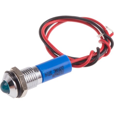 Voyant LED lumineux  Bleu RS PRO, dia. 8mm, 220V c.a., IP67 ( Prix pour 1 )