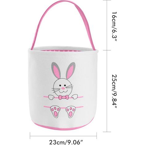 Panier de Pâques mignon en toile avec lapin, cadeau de rangement pour enfants et panier en forme d'œuf en forme de lapin pour la décoration de fête d'enfants (1/5)