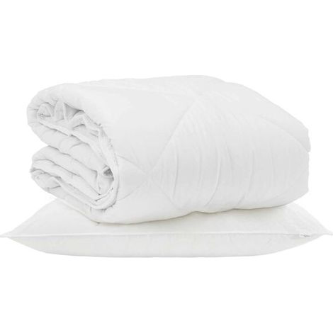 Ensemble couette et oreiller d'été en duvet, 2 pièces, microfibre blanche. (1/5)