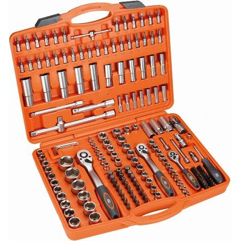 JEU DE CLÉS À DOUILLES 1/2" + 3/8" + 1/4" 171 PIÈCES ALYCO ORANGE