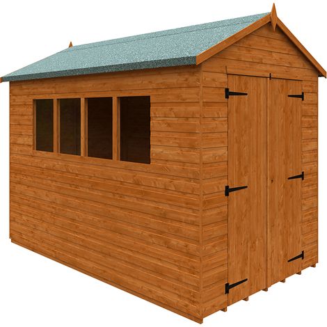 10 x 6 Feet Workshop 12mm Shed - Solid Wood/Softwood/Pine - L295 x W175 x H240.5 cm - Burnt Orange