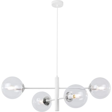 VICENZA HÄNGELAMPE WEISS CHROM 4 FLACHE KLARLAMPE E14