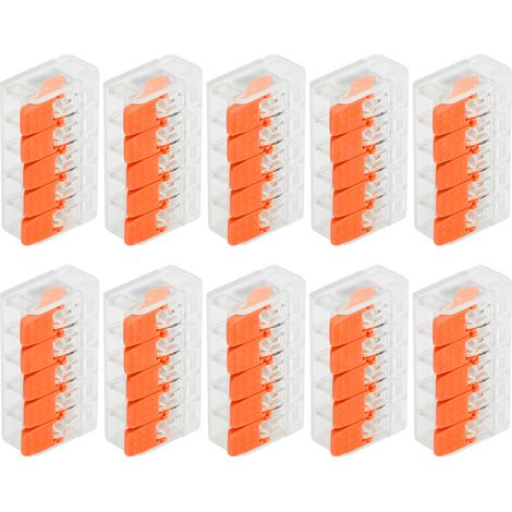 Lot de 20 connecteurs de câblage pour éclairage de bâtiments, bornes rapides sans vis, fournitures industrielles PCT-665, orange (1/5)