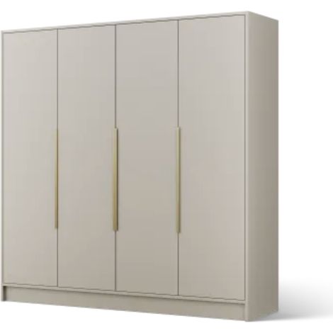 Armoire 4 portes LADO 200cm – Dressing moderne avec poignées métal doré-Taupe (1/5)