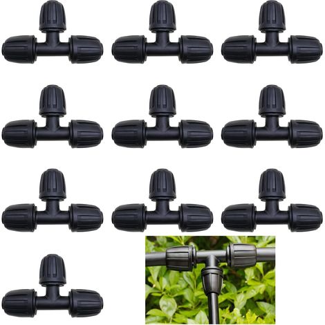 10 Connecteur irrigation goutte, Type Y plastique, Pour tuyau 16mm, Système arrosage jardin (1/5)