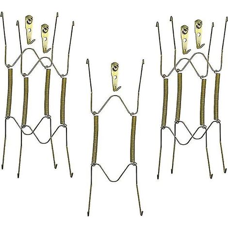 Crea – Supports d'assiettes muraux – Paquet de 5 – Pour assiettes de 7 à 9 pouces – Crochets d'installation inclus – Métal plaqué or (1/3)