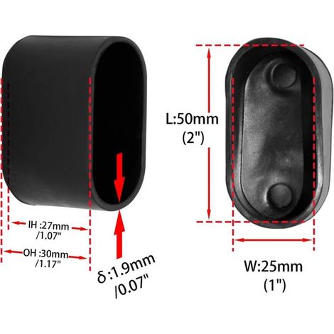 Paquet de 8 protège-pieds de chaise ovales en PVC souple 25 X 50 Mm (1" X 2"), noir (1/3)