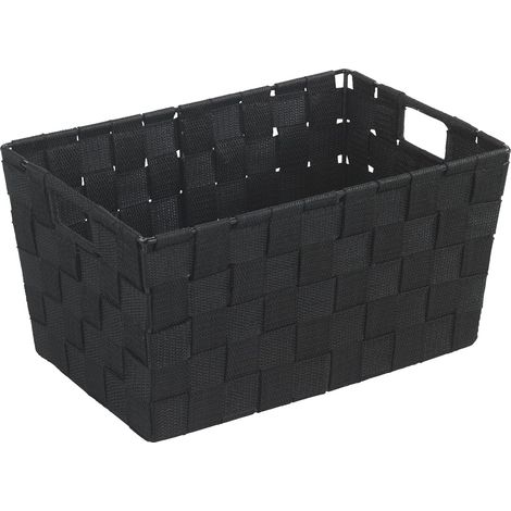 Cesta de baño pequeña, de plástico trenzado, 6,24 L, 30 x 15 x 20 cm, negra. (1/3)