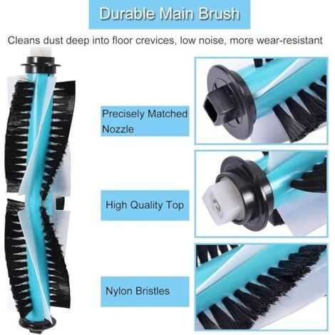 FOREHILL Kit accessoires de rechange pour Cecotec Conga Excellence 1290/1390/1490/1590 aspirateur robot, 1 brosse principale, 6 brosses la (1/4)