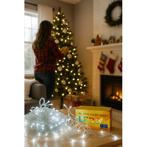 LUMIÈRES LED ARBRE DE NOËL - LUNGHEZZA: 10 mt - 100 led - COLORE LED: BIANCO FREDDO (1/5)