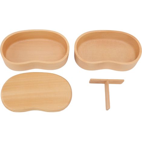 Boîte bento double étage en bois japonais avec cloison amovible pour déjeuner étudiant et bureau (1/5)