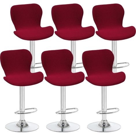 Lot de 6 housses de tabouret pivotant incurvées, rouge vin, 40 x 30 x 30 cm, pour chaise de bar à dossier bas, idéales pour les comptoirs, les bars et les cuisines (1/5)