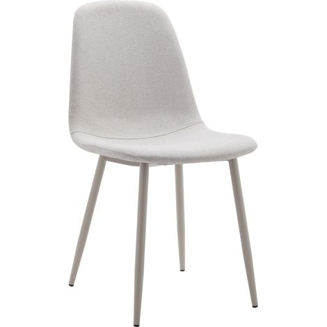 Home Heavenly® – Pack 4 sillas comedor tapizadas BOLO con respaldo alto, tela easy clean y patas metálicas color crema. Color: Crema (1/5)