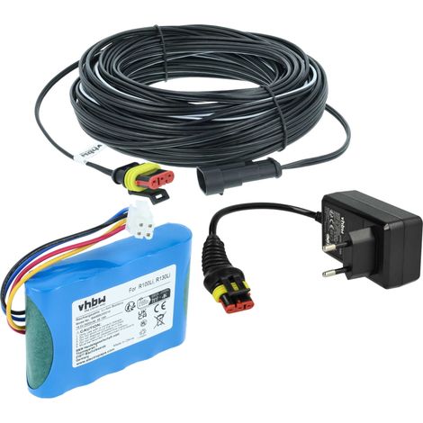 vhbw 1x Alimentation, 1x Batterie 2600 mAh, 1x Câble basse tension 20 m remplacement pour Husqvarna 584 85 28-01, 584 85 28-02 pour tondeuse à gazon