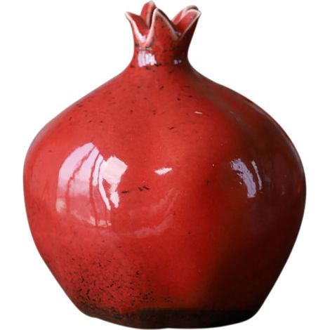 Vase Décoratif en Céramique Forme Rouge Foncé Moyen, Vase à Fleurs Séchées Créatif pour Décoration Intérieure, Jardinière Stable Fond Plat pour Bureau et Table (1/5)