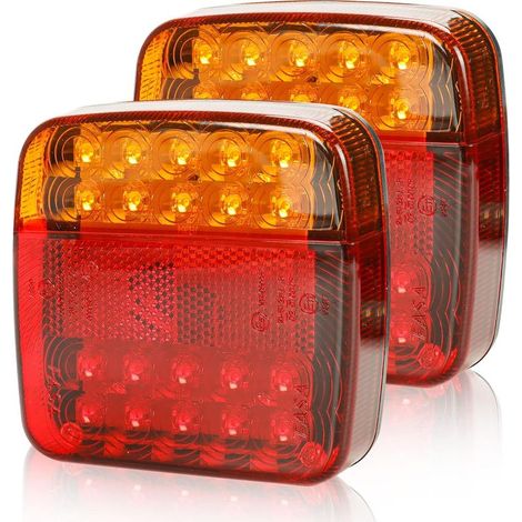 – Feux arrière LED 12V pour remorque – 2 Pcs étanches avec éclairage plaque et réflecteurs – 5 en 1 pour sécurité routière (1/5)