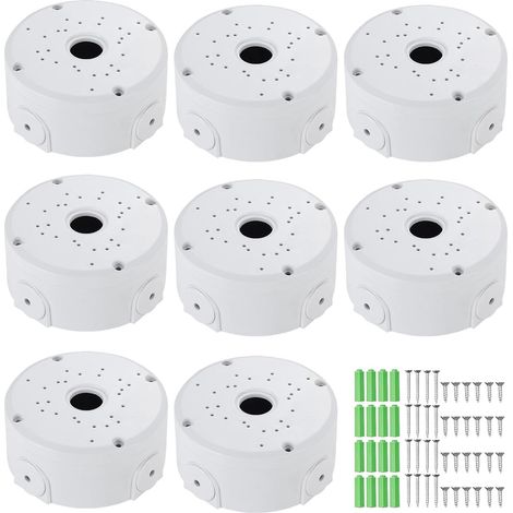 Lot de 8 boîtes de jonction étanches pour appareil photo - Boîte de jonction universelle - Étanche - En forme de demi-sphère - Pour caméras intérieures et extérieures (1/5)